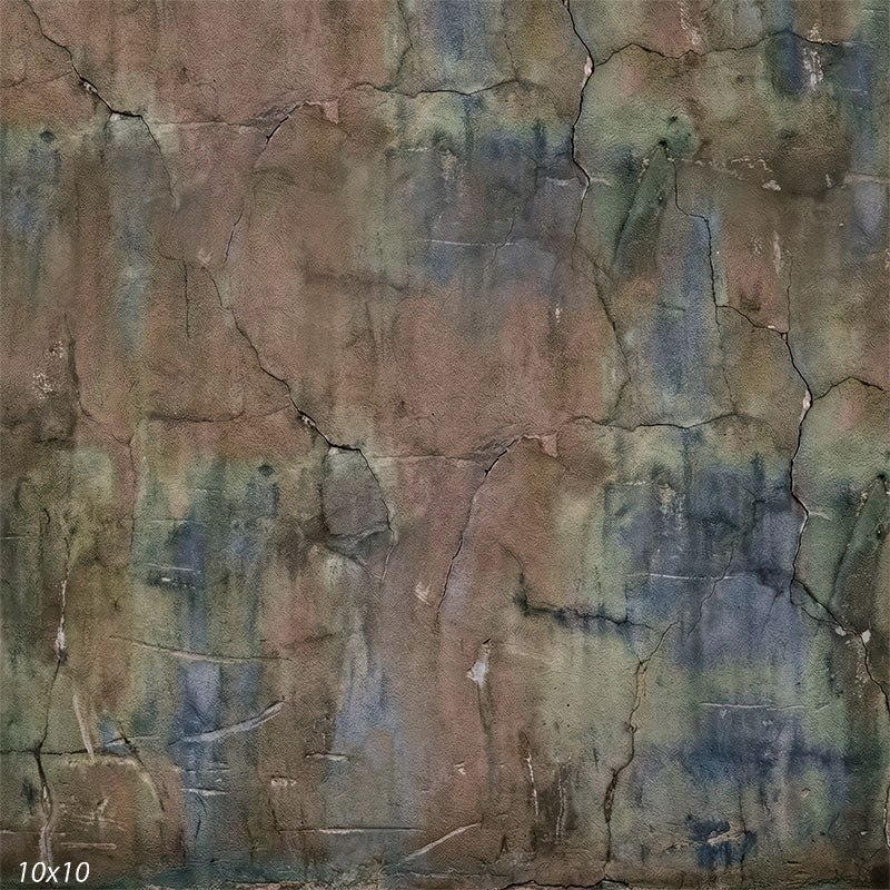 This studio background features an abstract plaster wall with blended earth tones, soft vertical streaking, visible cracking, and a matte textured finish.