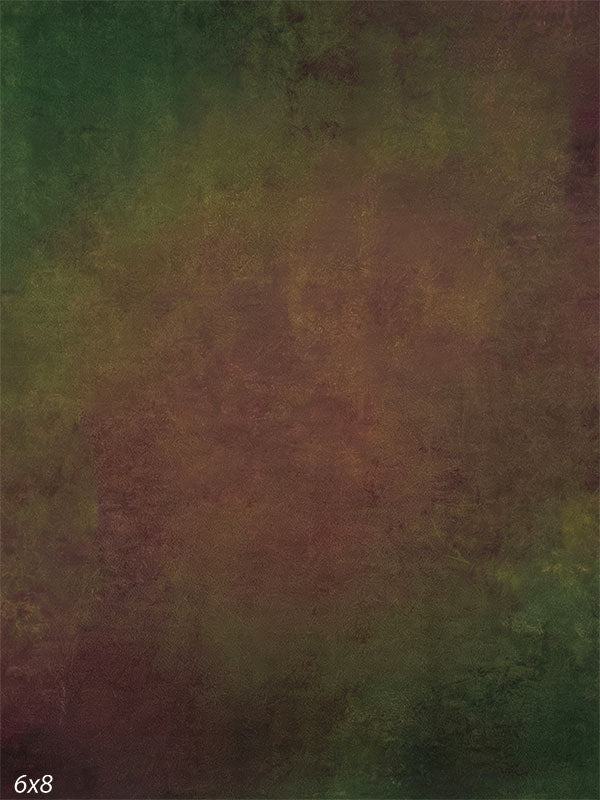 Earth tone green and red abstract photography backdrop with painted-style texture for studio portraits.