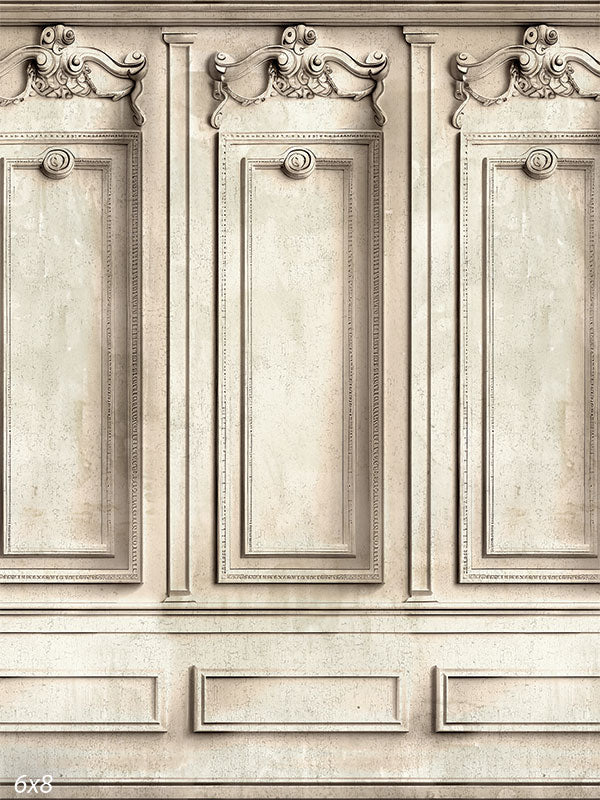 Elegant Light Wood Panel Room Backdrop - Elegant light wood panel room backdrop featuring intricately detailed wooden panels with classic, ornate carvings, creating a refined and sophisticated ambiance.