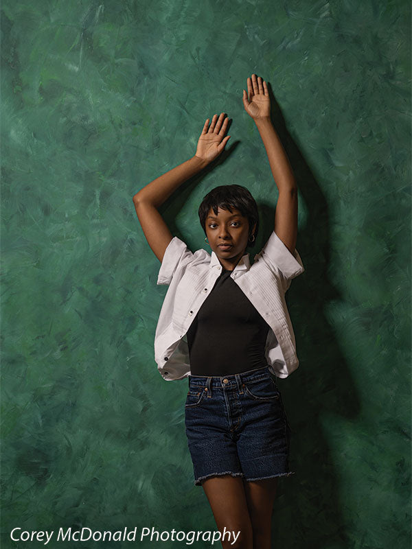 Emerald Reverie - Deep Green Textured Hand Painted Backdrop