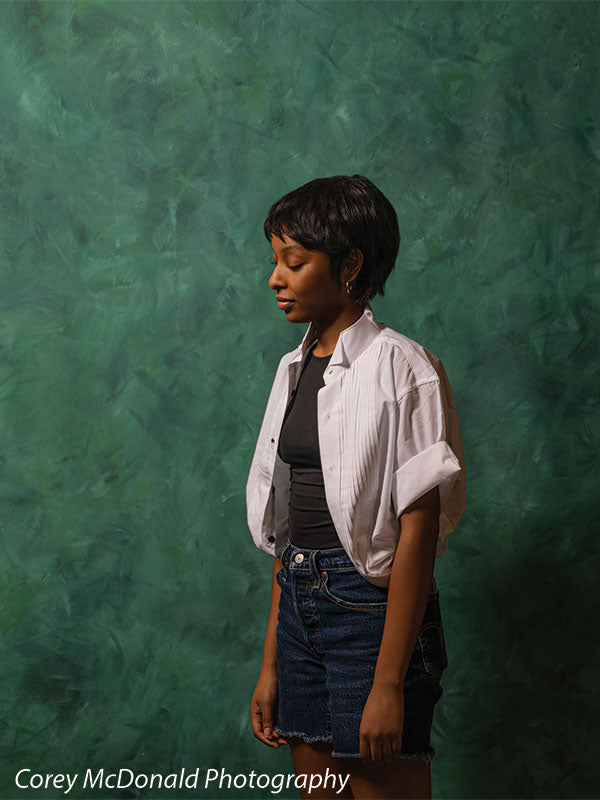 Emerald Reverie - Deep Green Textured Hand Painted Backdrop