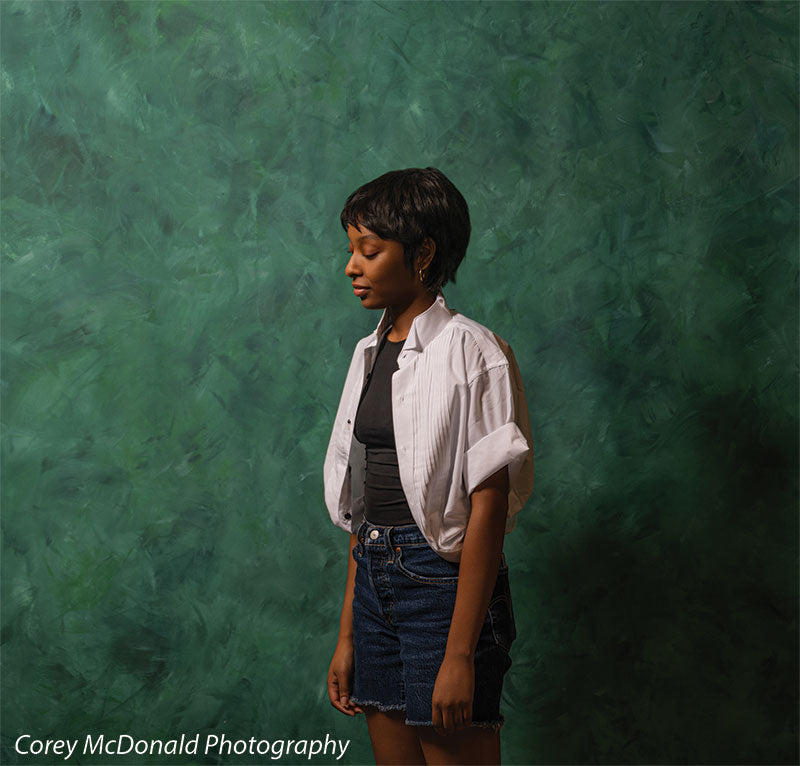 Emerald Reverie - Deep Green Textured Hand Painted Backdrop