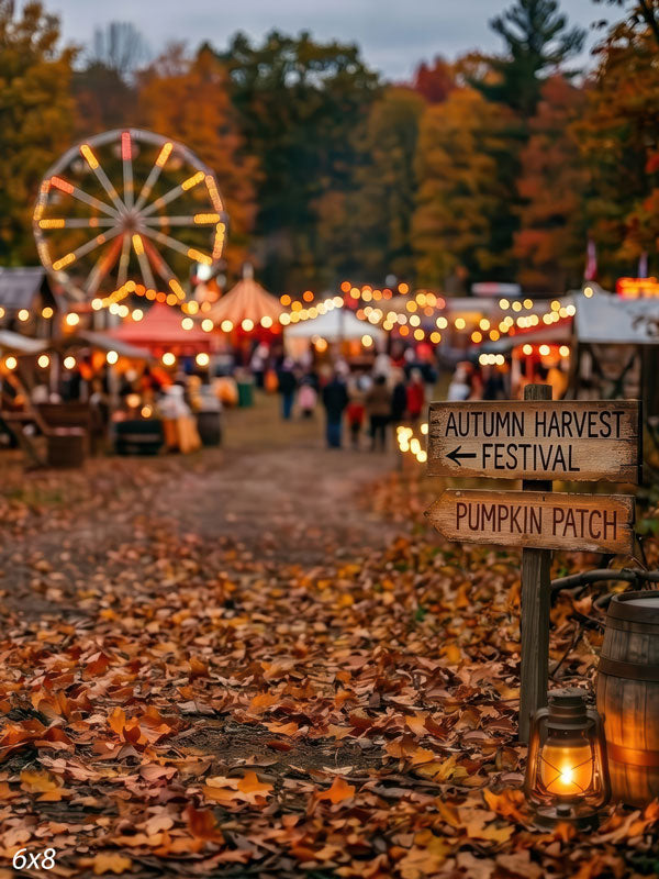 Ferris Glow autumn harvest festival with ferris wheel lights photography backdrop CP-9025