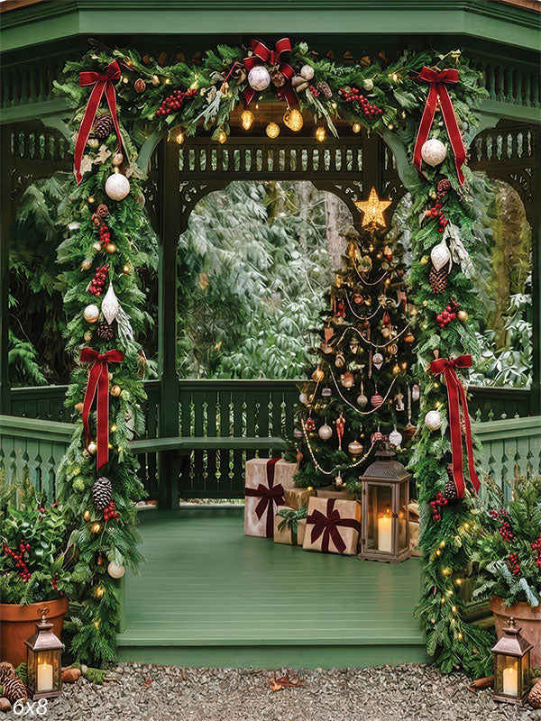 Garden Noel green Christmas gazebo garden decorated backdrop CP-8900