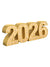 Angled view of a gold 2026 glitter number prop, radiating elegance for studio shoots like class portraits, New Year setups, or graduation photo booths.