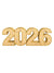 Front-facing view of a sparkling gold 2026 prop with a warm metallic finish—perfect for milestone minis, senior portraits, and luxe New Year photo sessions.