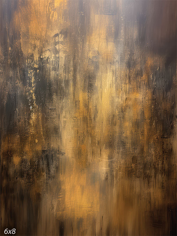 Hand-painted abstract textured backdrop featuring warm golden and brown tones, ideal for portrait and editorial photography sessions.