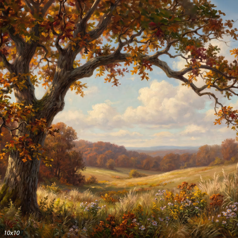 Goldleaf Ridge autumn oak and hill country wide scene backdrop CP-8948