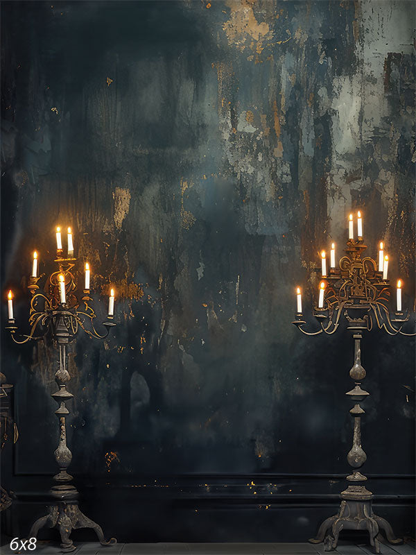 Grand Baroque Elegance Photography Backdrop - Photography backdrop featuring a vintage baroque wall with intricate gold detailing and a weathered, antique look.