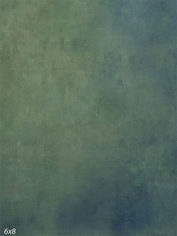 Green and blue painted-style photography backdrop with soft blended texture for studio portraits.