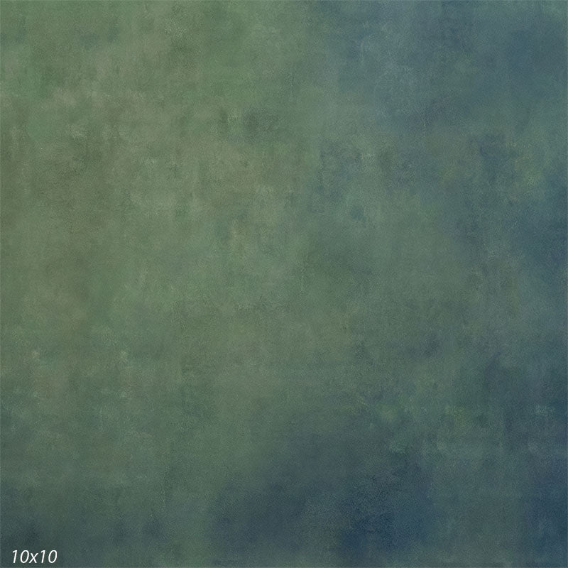 Printed green and blue photography backdrop featuring a calm painted-style texture and smooth tonal depth.