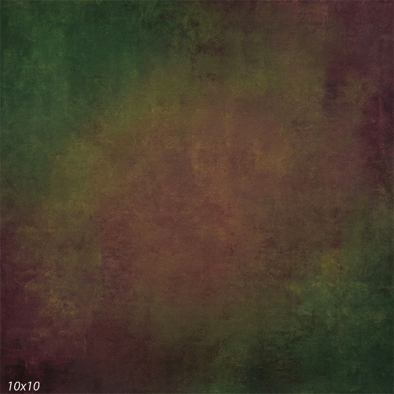 Printed earth tone photography backdrop featuring green and red painted-style texture and layered depth.