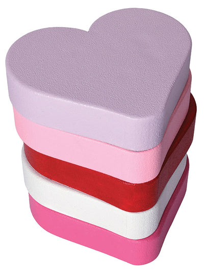 A pastel purple, pink, and red heart-shaped stool prop, perfect for professional photographers looking for a unique setup.