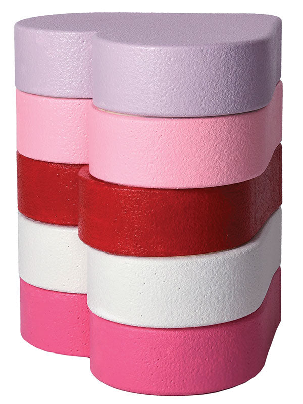 A heart-shaped stool prop in red, pink, and white for photography sessions, ideal for portrait setups, newborns, and themed photoshoots.