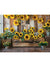 Kids Cake Smash Rustic Sunflower Garden Photography Backdrop - Photography backdrop featuring a vibrant sunflower garden with rustic wooden crates for kids' cake smash sessions.