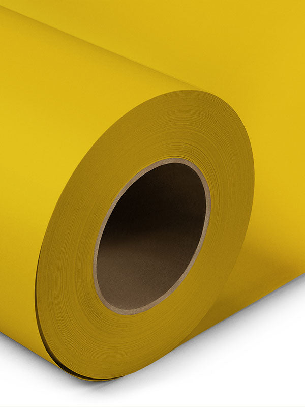 Close-up of lemon yellow seamless photography backdrop paper roll, ideal for studio photography and video shoots.