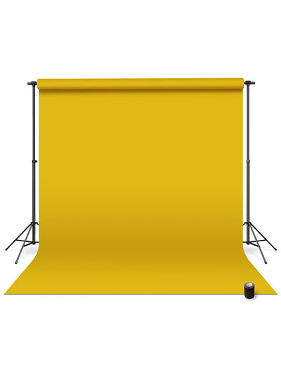 Lemon yellow seamless photography backdrop paper mounted on an adjustable stand for professional studio use.