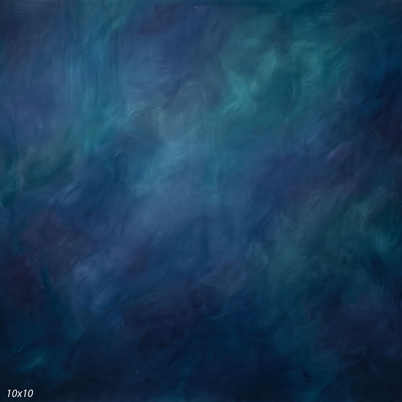 Printed studio background showing a painterly mottled deep navy texture with a lighter center that deepens toward the edges.