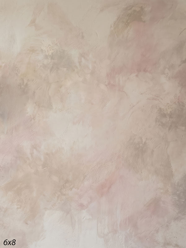 Printed photography backdrop showing soft oat and greige, a soft mottled painterly texture with gentle tonal movement.