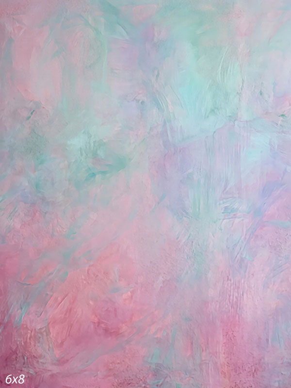 Printed photography backdrop showing iridescent pastel pink, mint and lavender, a soft mottled painterly texture with gentle tonal movement.