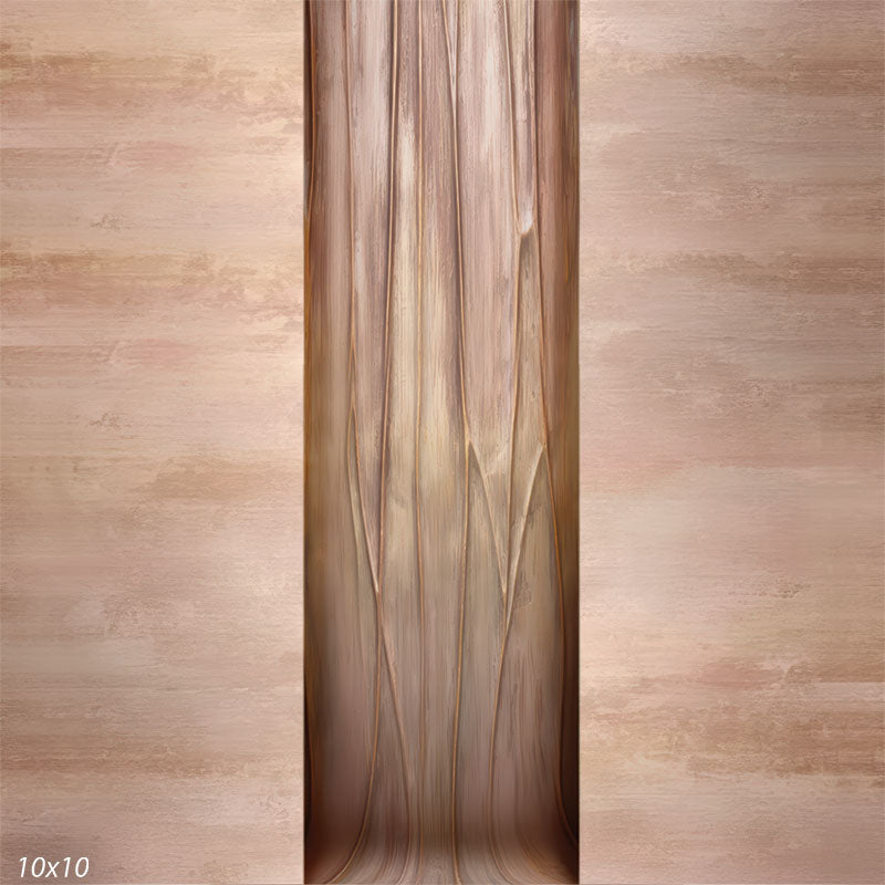 Photography backdrop showing a central column of sculpted, wave-like textures. Warm earth tones and vertical lines create a natural, artistic look.
