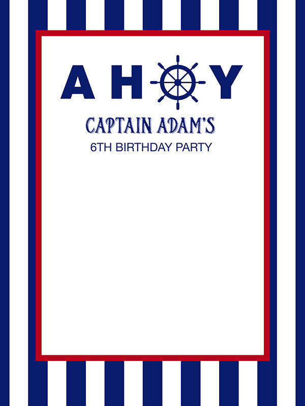 Blue and White Nautical Birthday Backdrop