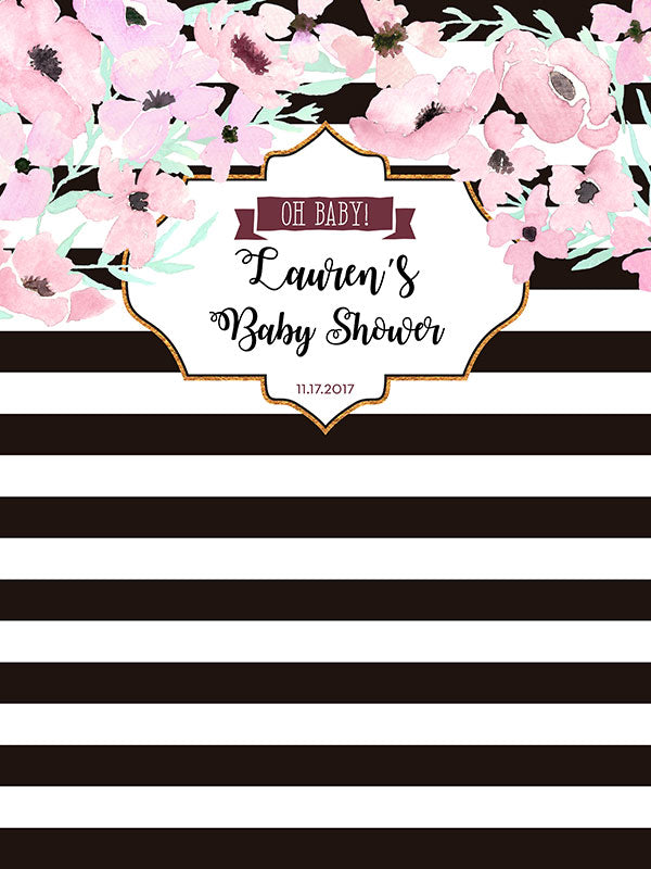 Stripe and Flower Backdrop for Baby Shower