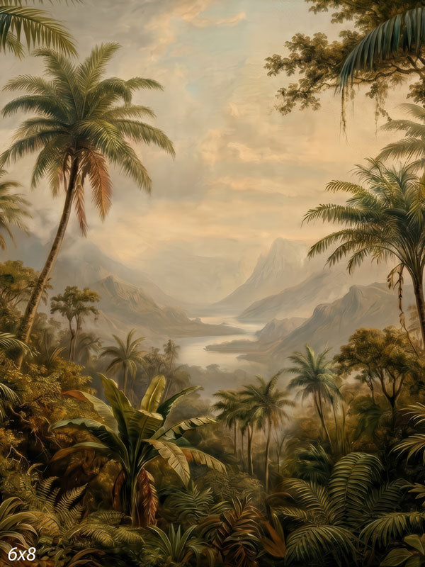 Palm Valley tropical valley with palms and misty mountains photography backdrop CP-8963