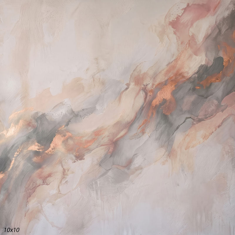 Printed studio background showing a painterly mottled pearl blush texture with a lighter center that deepens toward the edges.