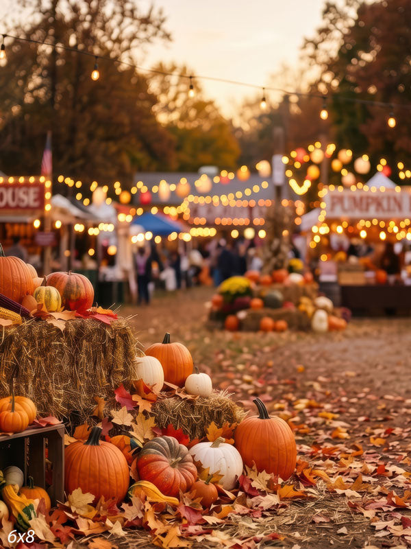 Pumpkin Row autumn pumpkin patch festival at dusk photography backdrop CP-9026