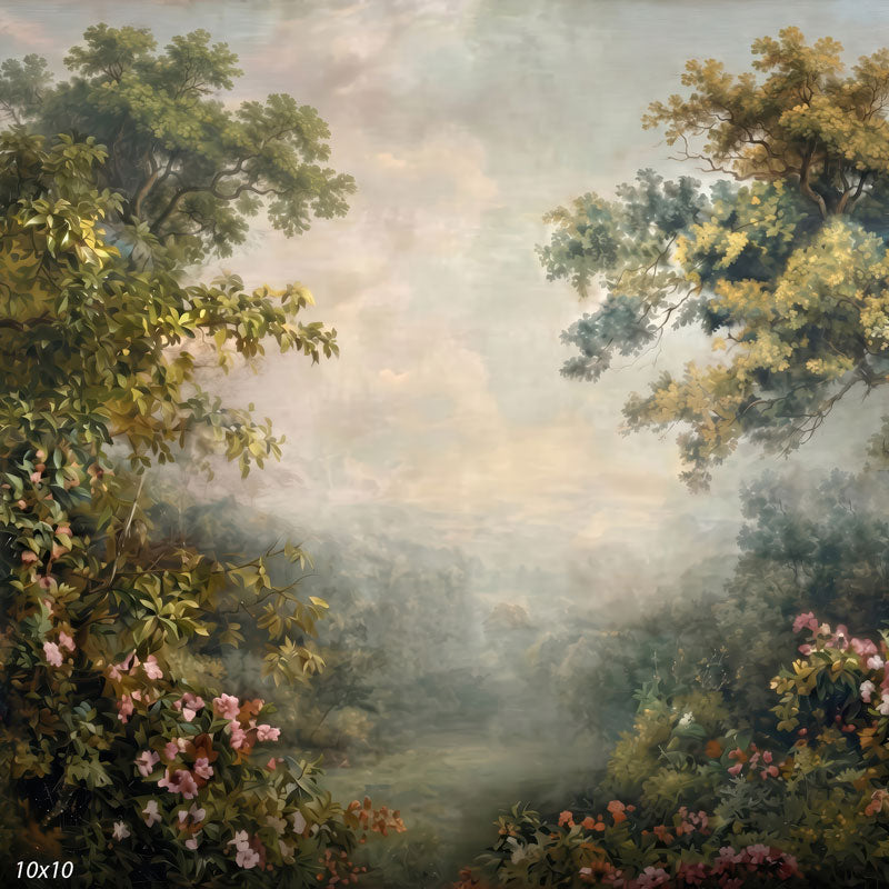 Rose Haze soft misty rose garden meadow wide scene backdrop CP-8958