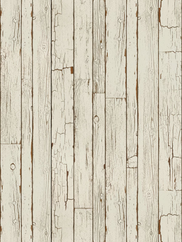 A realistic printed wood floor drop featuring aged ivory planks with distressed paint and warm brown undertones, ideal for rustic or farmhouse photography setups.