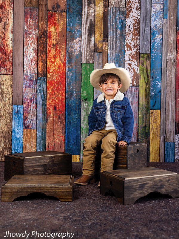 Wood Stack Stool Prop Set