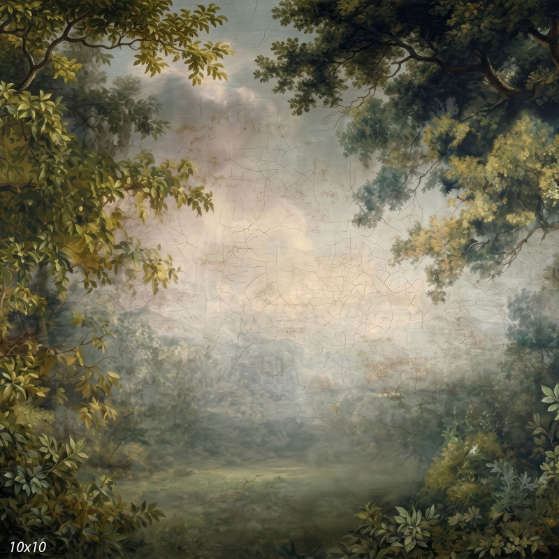 Soft Canopy antique painted meadow canopy wide scene backdrop CP-8956
