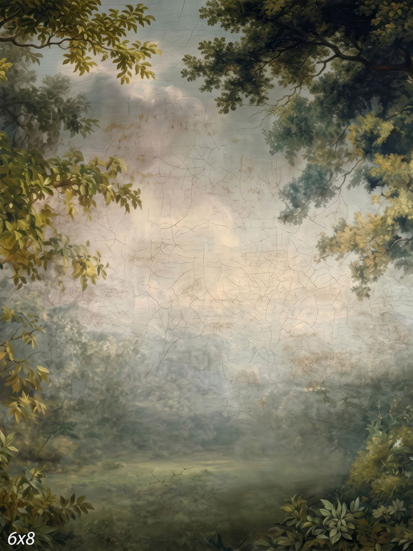 Soft Canopy ethereal misty landscape with leafy canopy photography backdrop CP-8956
