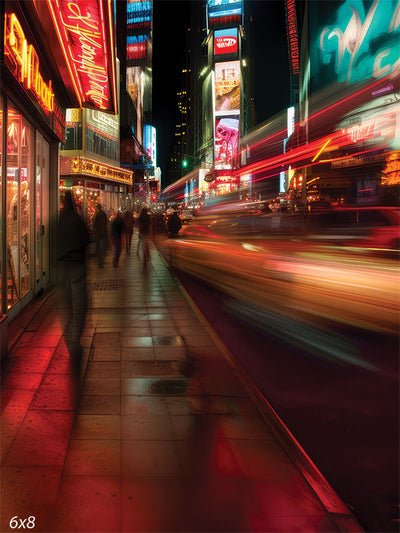 Times Square Nightlife Photography Backdrop - Times Square nightlife photography backdrop featuring bright neon lights and blurred crowds.