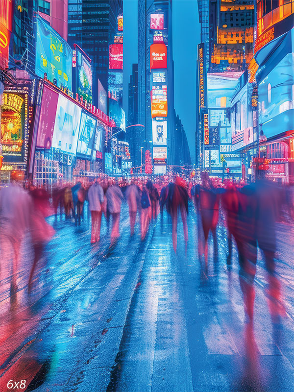 Times Square Photography Backdrop - Times Square photography backdrop featuring vibrant billboards and blurred crowds.