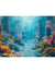 Underwater Fantasy World Photography Backdrop - Underwater fantasy world photography backdrop featuring coral reefs and ancient pillars, perfect for kids’ cake smash photoshoots.