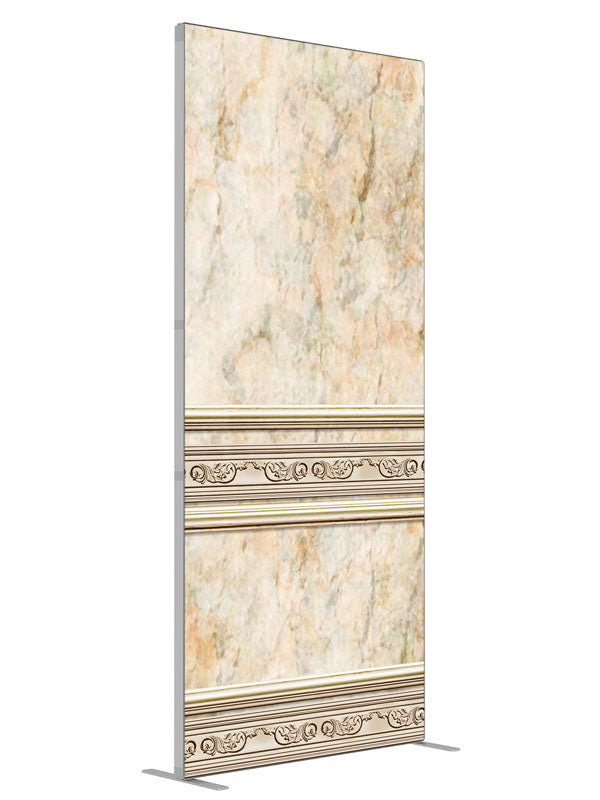 Affluent Marble Panel shown at an angled view, photography backdrop panel for Denny StudioEdge silicone edge frame, 3 ft