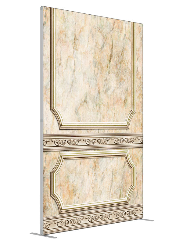 Affluent Marble Panel shown at an angled view, photography backdrop panel for Denny StudioEdge silicone edge frame, 5 ft