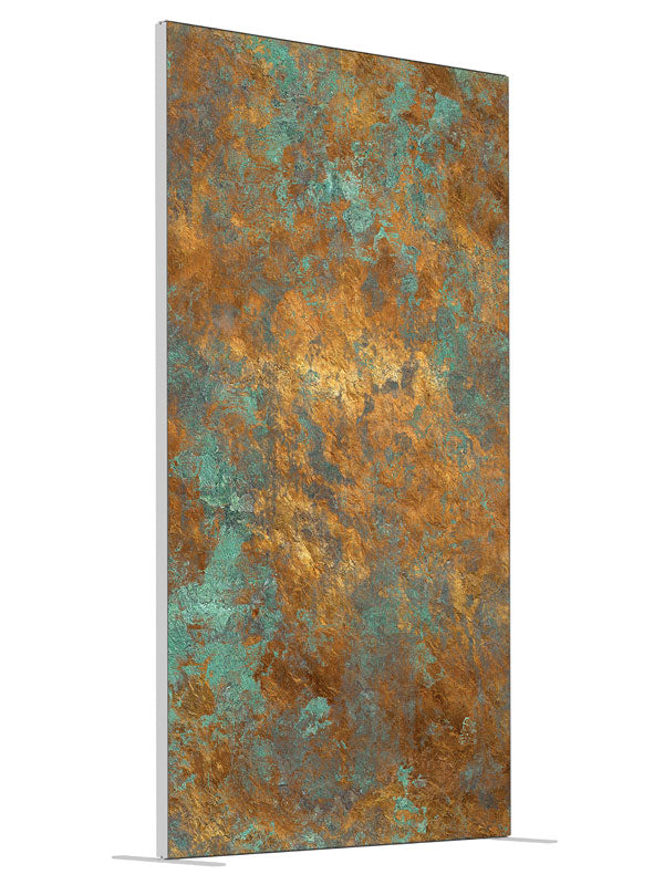 Aged Copper Texture shown at an angled view, photography backdrop panel for Denny StudioEdge silicone edge frame, 4 ft