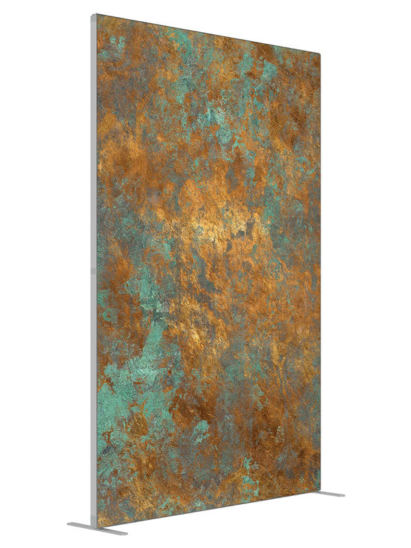 Aged Copper Texture shown at an angled view, photography backdrop panel for Denny StudioEdge silicone edge frame, 5 ft