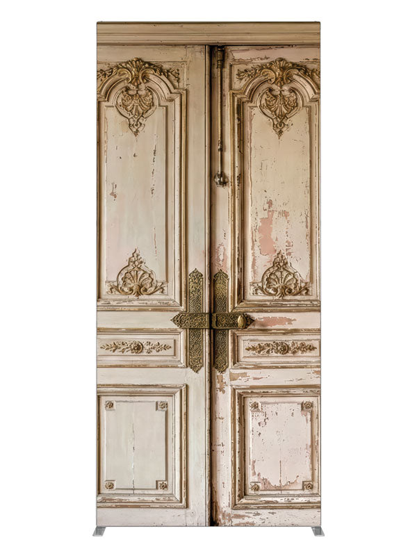 Aged Double Door Paneled Wall, photography backdrop panel for Denny StudioEdge silicone edge frame, 3 ft