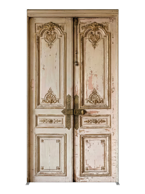 Aged Double Door Paneled Wall, photography backdrop panel for Denny StudioEdge silicone edge frame, 4 ft