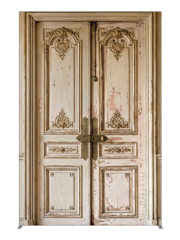 Aged Double Door Paneled Wall, photography backdrop panel for Denny StudioEdge silicone edge frame, 5 ft