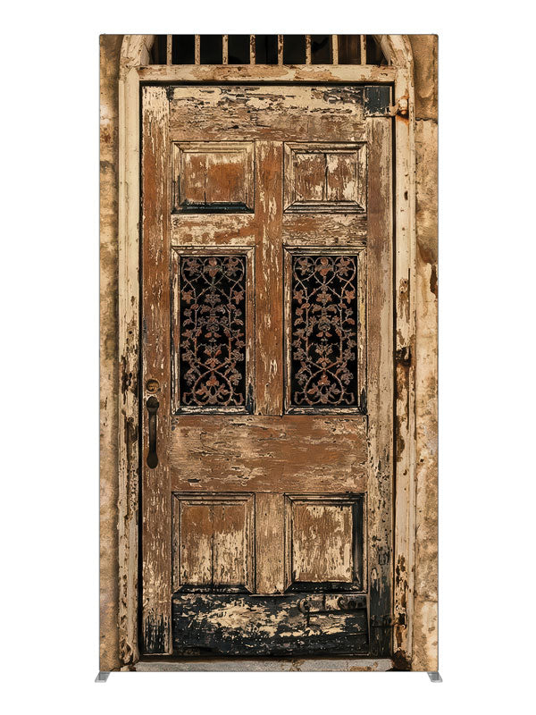 Aged Plaster Wall Wooden Door, photography backdrop panel for Denny StudioEdge silicone edge frame, 4 ft