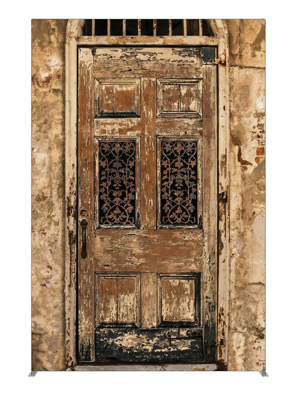 Aged Plaster Wall Wooden Door, photography backdrop panel for Denny StudioEdge silicone edge frame, 5 ft