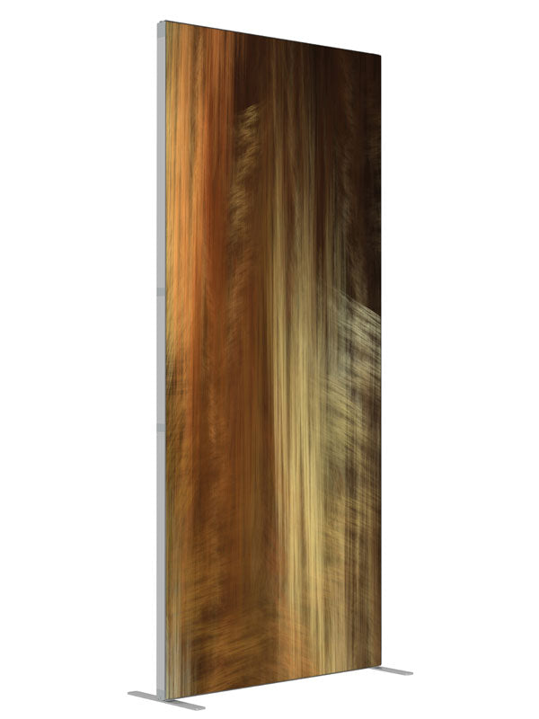 Amber brown vertical wood shown at an angled view, photography backdrop panel for Denny StudioEdge silicone edge frame, 3 ft