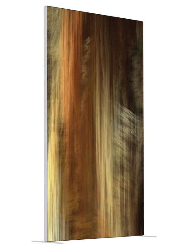 Amber brown vertical wood shown at an angled view, photography backdrop panel for Denny StudioEdge silicone edge frame, 4 ft