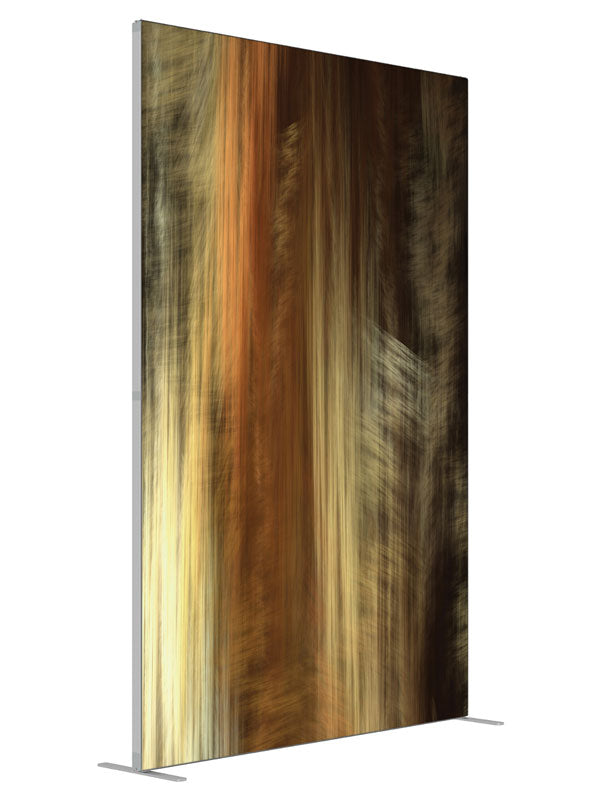 Amber brown vertical wood shown at an angled view, photography backdrop panel for Denny StudioEdge silicone edge frame, 5 ft